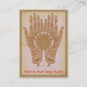 brown henna hands yoga studio business card