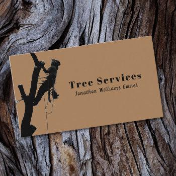 brown professional tree trimming service business card