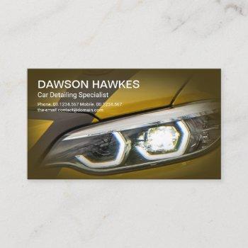 brown sports car headlights auto detailing business card