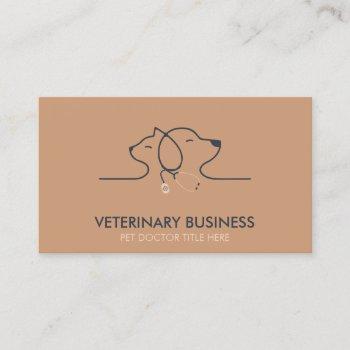 brown veterinary paw pet doctor animal business card