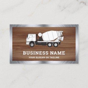 brown wood grain concrete mixer cement truck business card