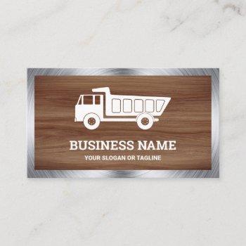 brown wood grain construction hauling dump truck business card