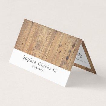 brown wooden planks, rustic double loyalty business card