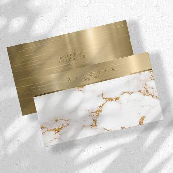 brushed metal band marble glitter gold id802 business card