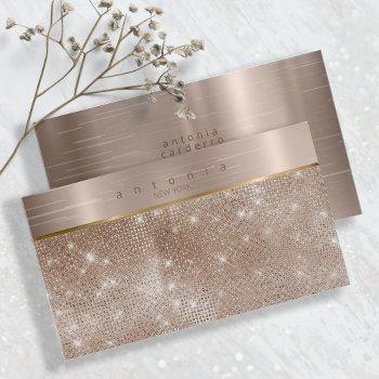 brushed metal band on glitter bronze id802 business card