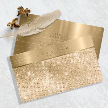 brushed metal band on glitter gold id802 business card