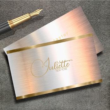 brushed metal gold banding calligraphy id801 business card