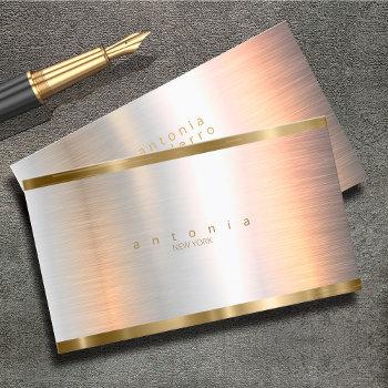 brushed metal gold banding id801 business card