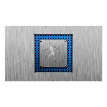 Small Brushed Metal-look Fencing Business Card Back View