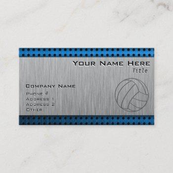Small Brushed Metal-look Volleyball Business Card Front View