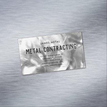 brushed metal texture photo business card magnet