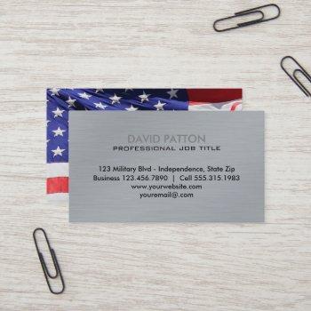 brushed metal usa flag | patriotic military business card