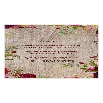 Small Burgundy Floral Mason Jar Rustic Country Business Card Back View