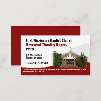 burgundy pastor or deacon church photo business card