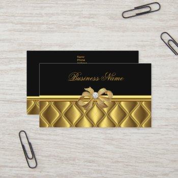 business card elegant gold bow tile trim black