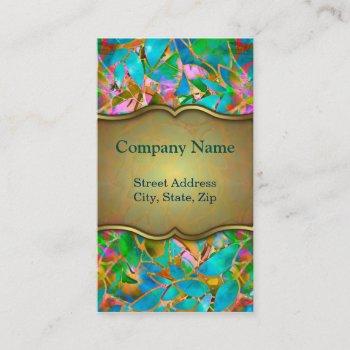 business card floral abstract stained glass