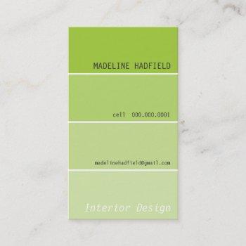 business card paint chip swatch lime green