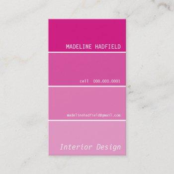 business card paint chip swatch magenta pink