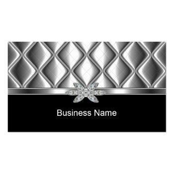 Small Business Card Silver Tile Trim Diamond Jewel Front View