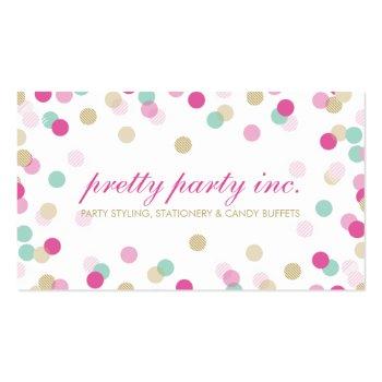 Small Business Card :: Stylish Confetti Pink + Gold Back View