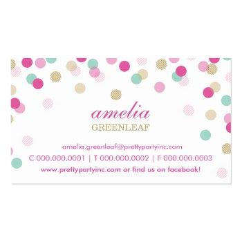 Small Business Card :: Stylish Confetti Pink + Gold Front View