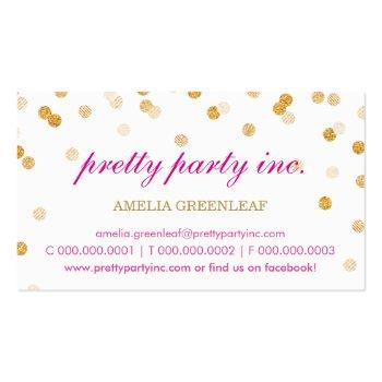 Small Business Card Stylish Confetti Pink Gold Glitter Front View