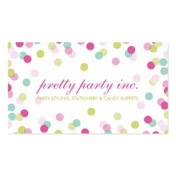 Small Business Card :: Stylish Confetti Pink Lime Mint Back View