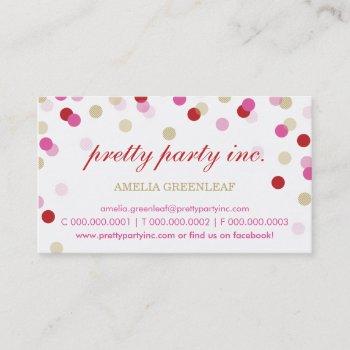 business card :: stylish confetti red pink gold
