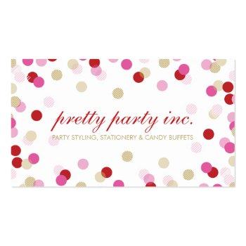 Small Business Card :: Stylish Confetti Red Pink Gold Back View