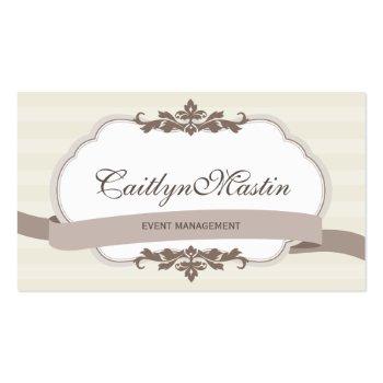 Small Business Card Stylish Elegant Ivory Brown Front View