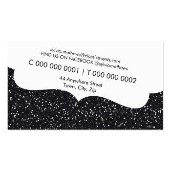 Small Business Card Stylish Glitter Sparkle Black Pink Back View