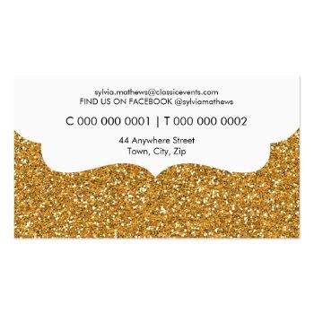 Small Business Card Stylish Glitter Sparkle Gold Pink Back View