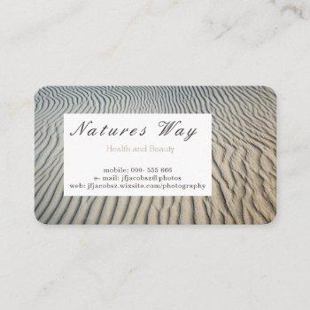 Small Business Card With Textured Sea Sand Background Front View