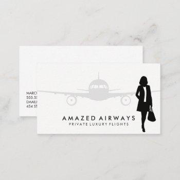 business woman traveling | airplane business card