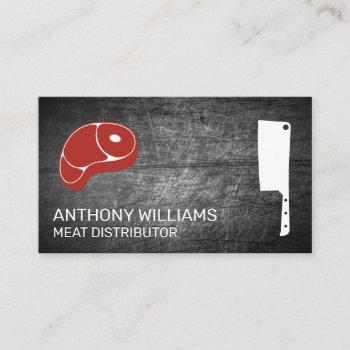 butcher knife meat | scratched metal business card