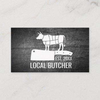 Small Butcher Meat Cut Chart | Scratched Metal Business Card Front View