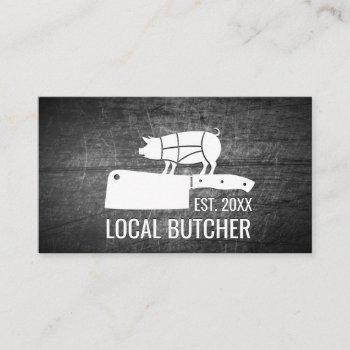 butcher meat cut chart | scratched metal business card