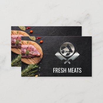 butcher meat cut | metallic chef logo business card