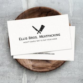 butcher shop knife and meat cleaver logo business card