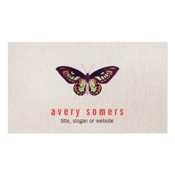 Small Butterfly Linen Look Business Card Front View