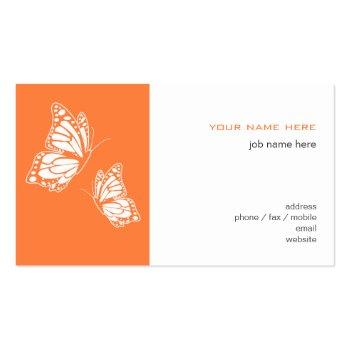 Small Butterfly Orange & White Elegant Modern Simple Business Card Back View