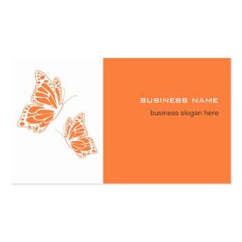 Small Butterfly Orange & White Elegant Modern Simple Business Card Front View