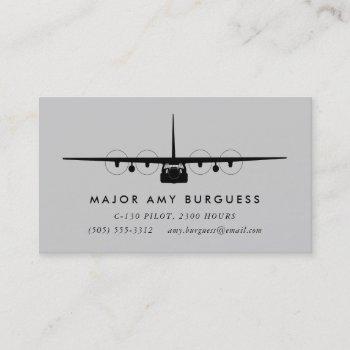 c-130 hercules pilot gray business card