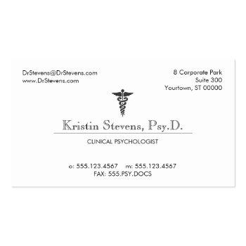 Small Caduceus Medical Professional Nurse Or Doctor Business Card Front View
