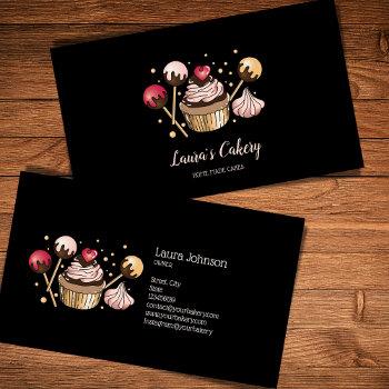 cakes & sweets cupcake home bakery dripping gold business card