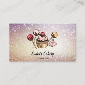 cakes & sweets cupcake home bakery dripping gold business card