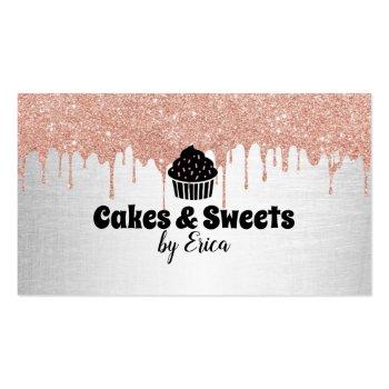 Small Cakes & Sweets Cupcake Home Bakery Modern Drips Business Card Front View