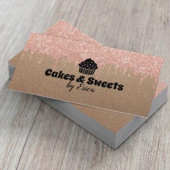cakes & sweets cupcake home bakery rustic kraft business card
