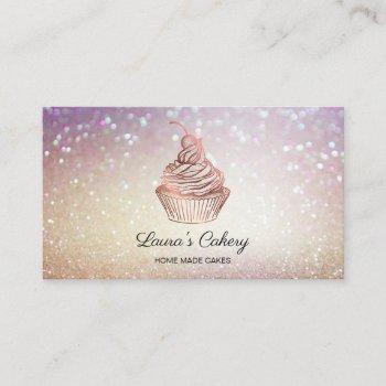 cakes & sweets cupcake home bakery rustic vintage business card