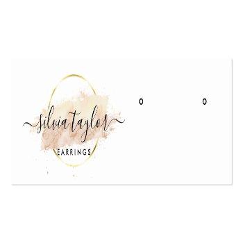 Small Calligraphy Modern Watercolor Earring Display Card Front View